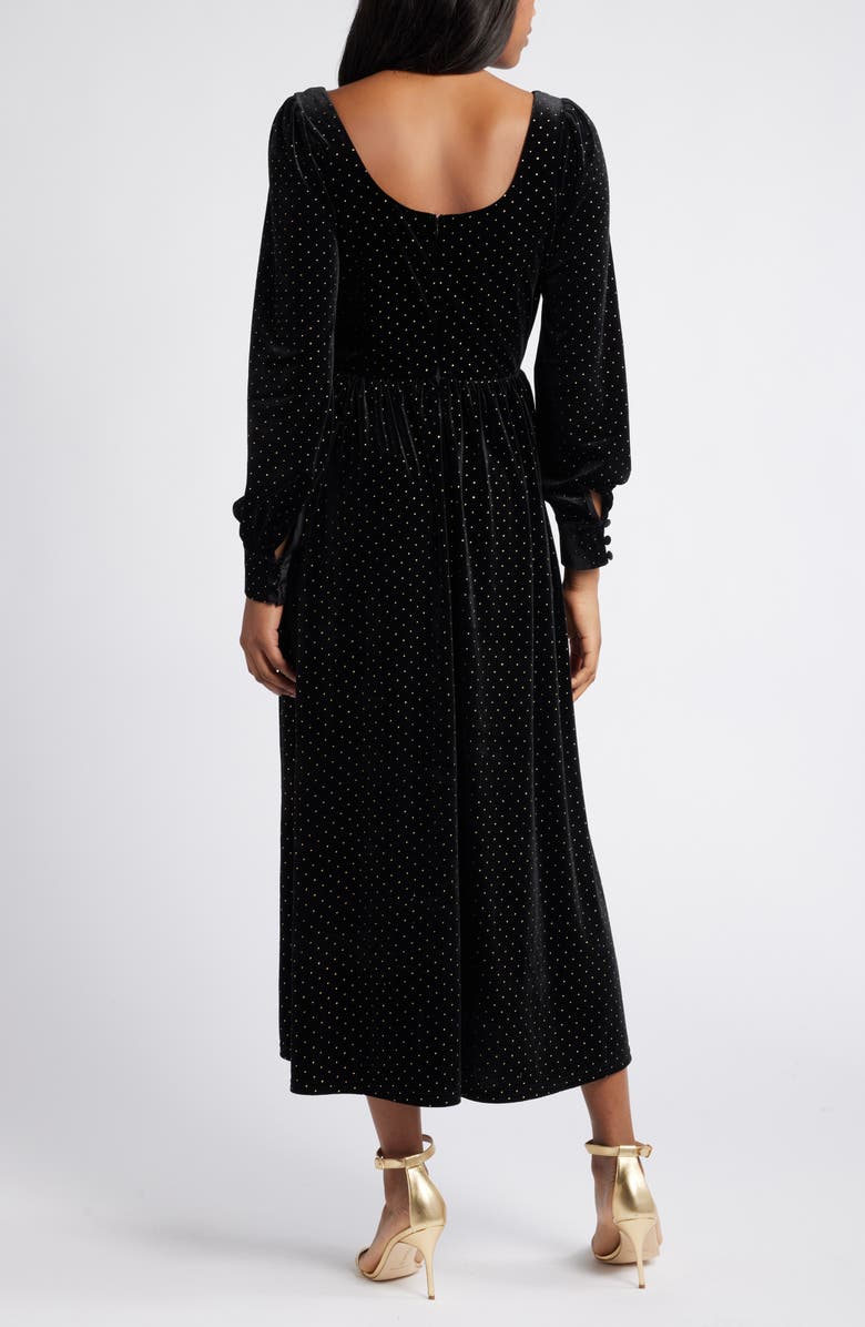 MOON RIVER Metallic Long Sleeve Velvet Maxi Dress, Alternate, color,