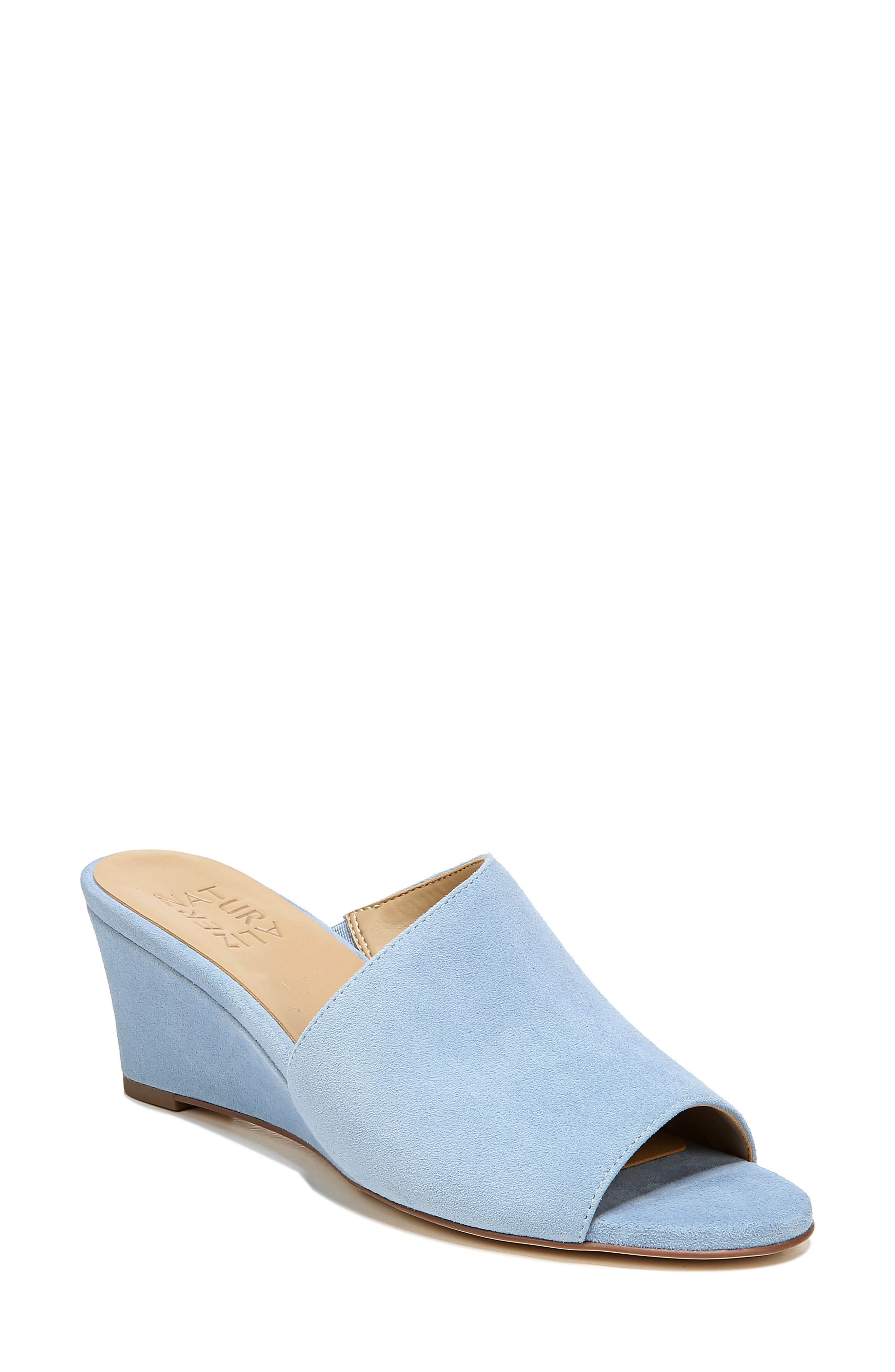 Sansa Wedge Slide Sandal, Main, color, LIGHT BLUE SUEDE