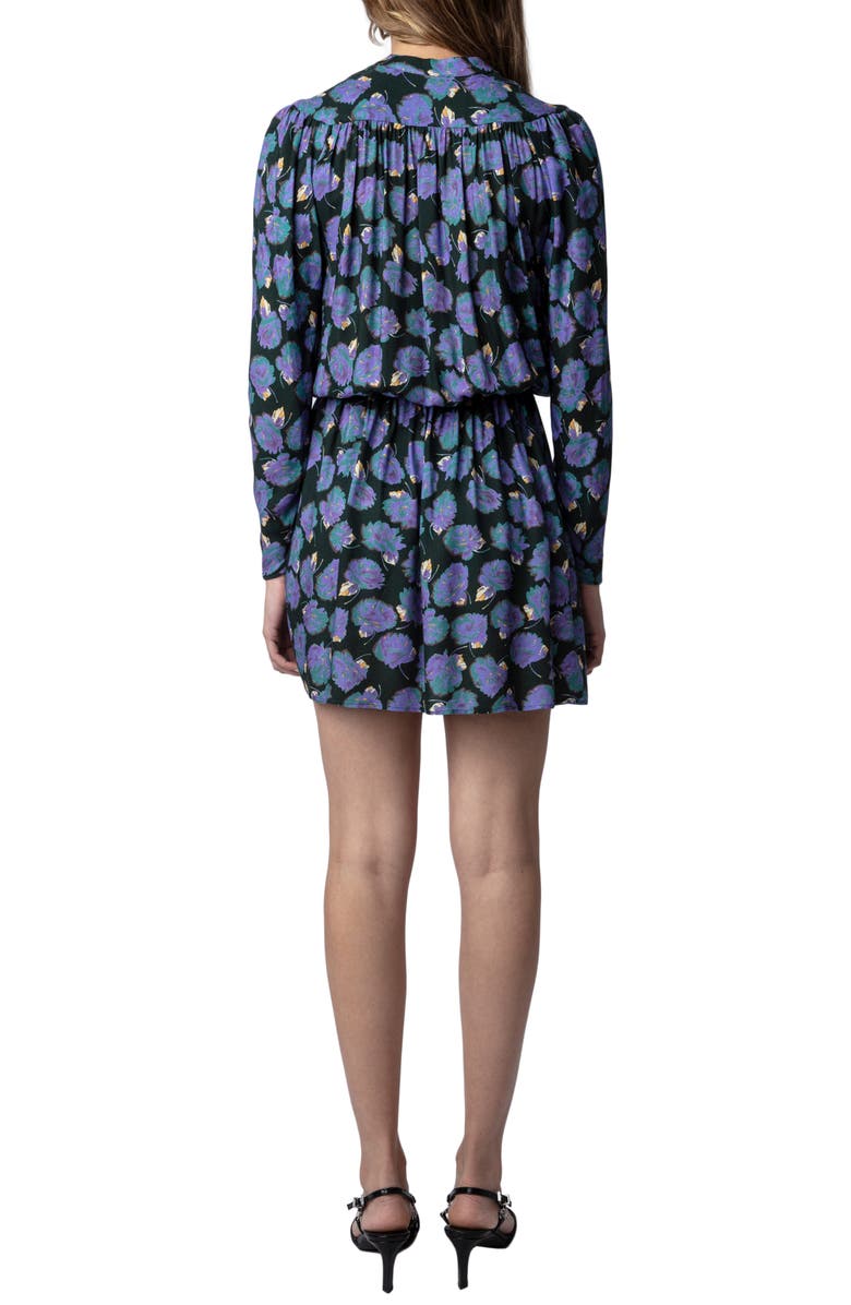 Zadig & Voltaire Reveal Roses Long Sleeve Drop Waist Dress, Alternate, color, Lavender