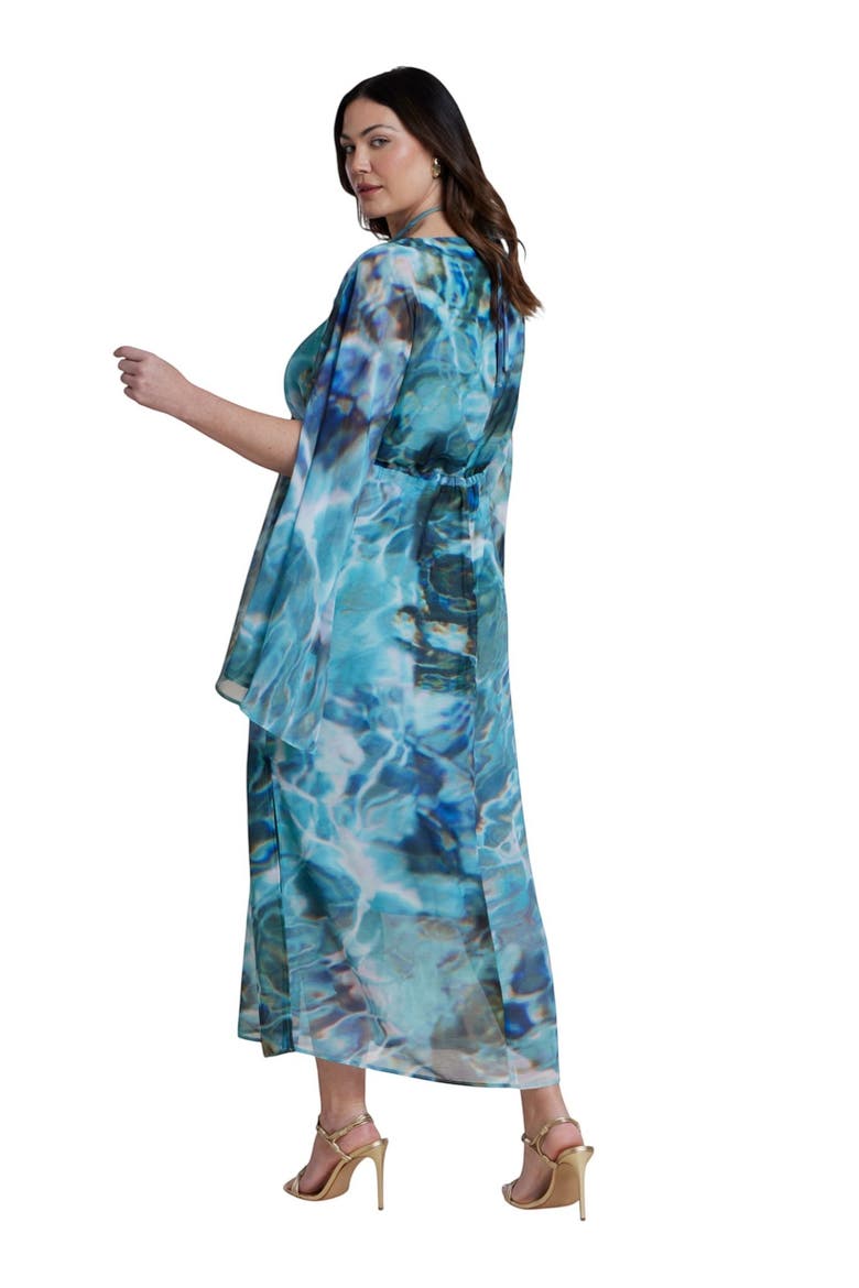 Shell Detail Wide Sleeve Kaftan, Alternate, color, AQUAMARINE