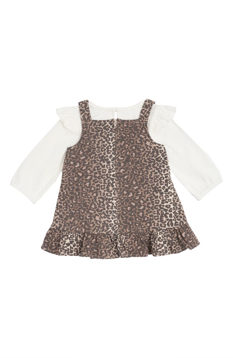 Rare Editions Leopard Denim Jumper & T-Shirt Set, Alternate, color, Brown