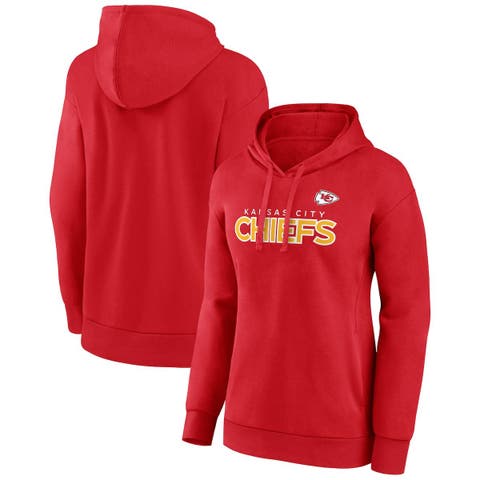 Women's Fanatics Branded Red Kansas City Chiefs Iconic Cotton Fleece Checklist Pullover Hoodie