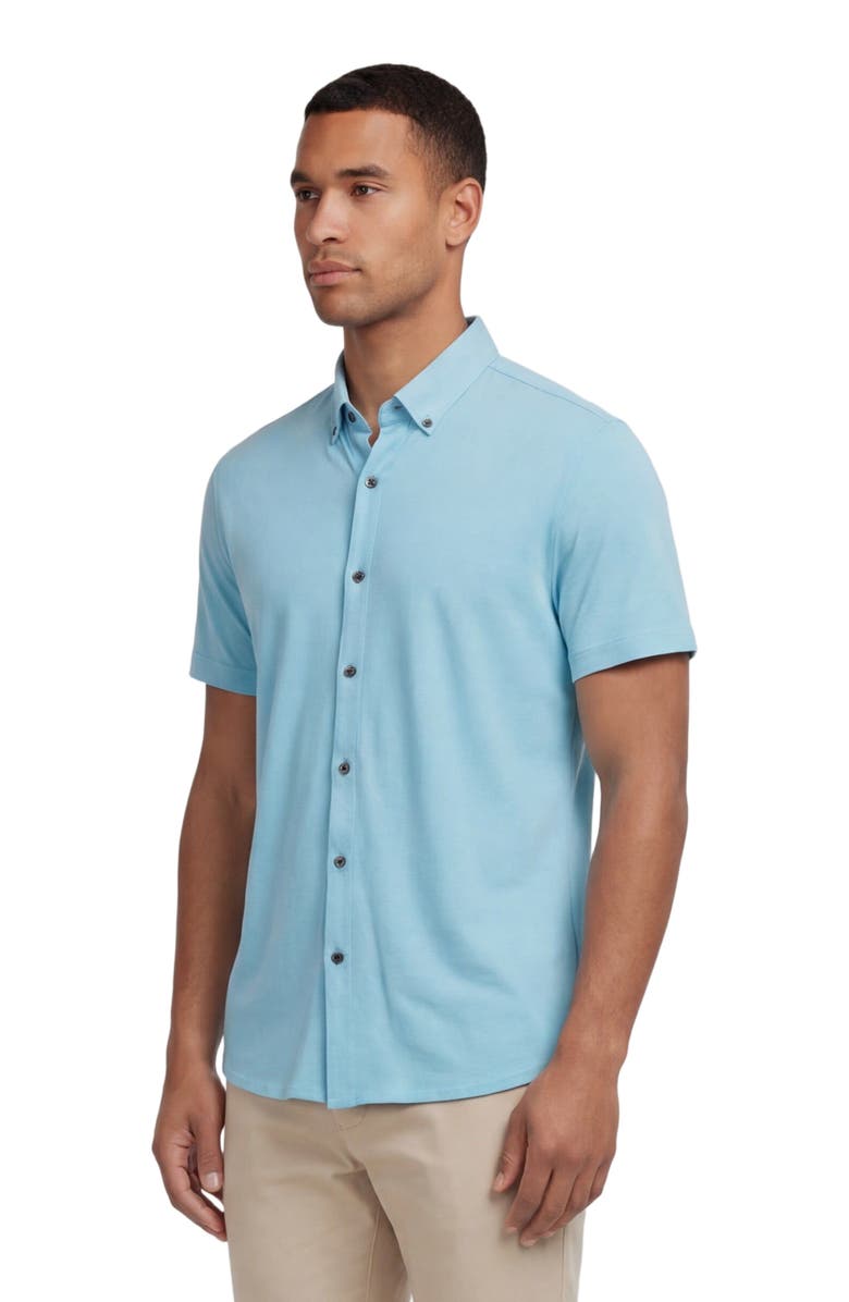 Lords of Harlech Mens Merino Wool Button-up Shirt, Alternate, color, Teal
