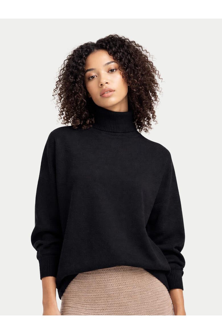 Women T-Neck Cashmere Sweater, Alternate, color, black