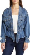NIKKI LUND Alina Stud Peplum Denim Jacket