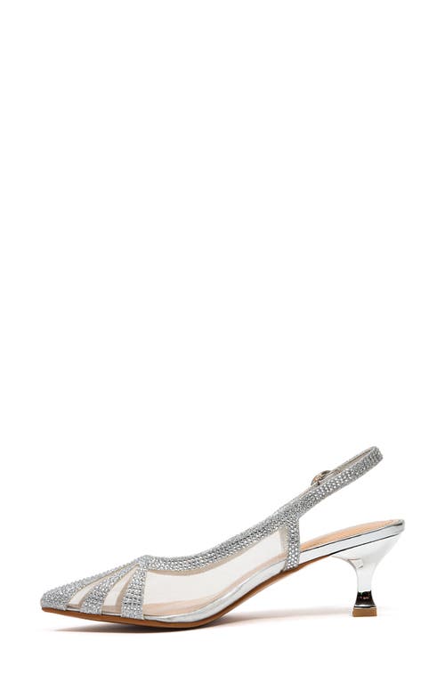 Lady Couture Macy Mesh Rhinestone Slingback Pump In Silver