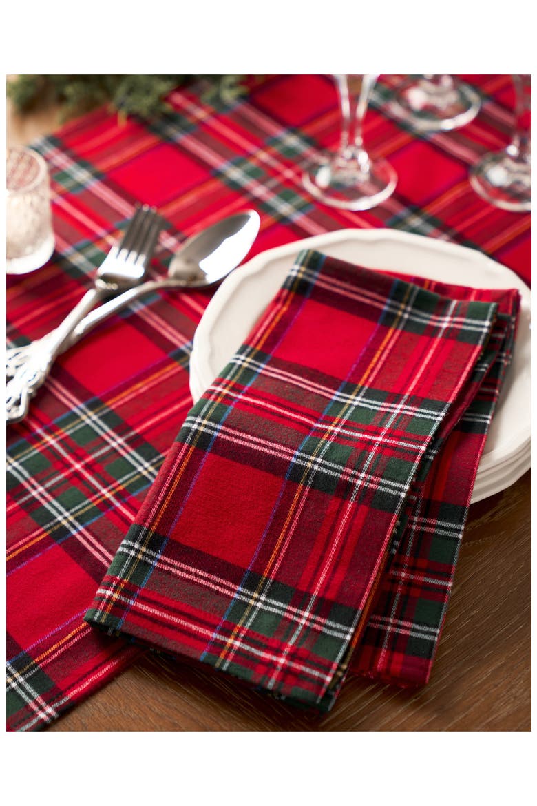 Imperial Tartan Plaid Set of 4 Napkins, Alternate, color, RED