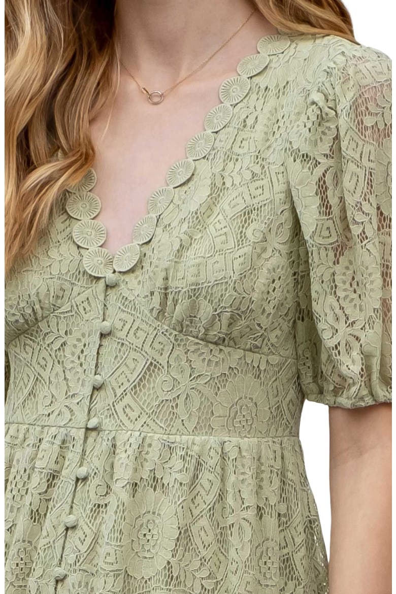 Lace Short Sleeve Maxi Dress, Alternate, color, LIGHT SAGE