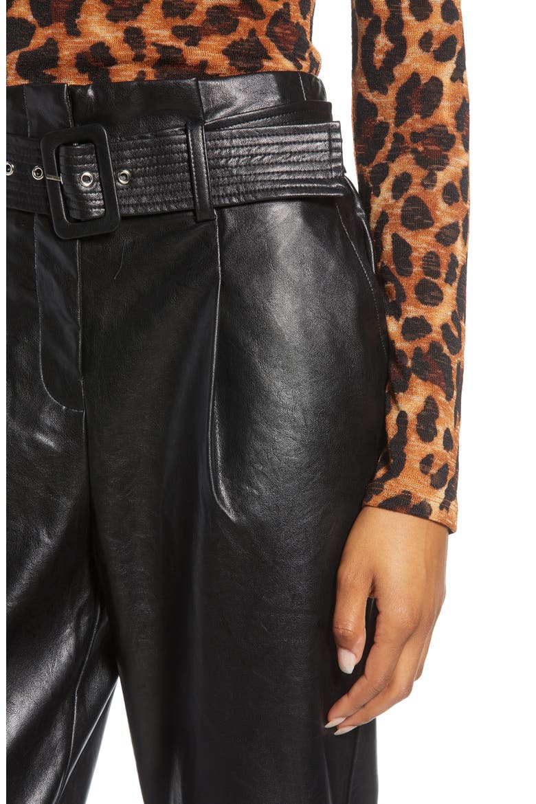 Faux Leather Crop Pants, Alternate, color, BLACK
