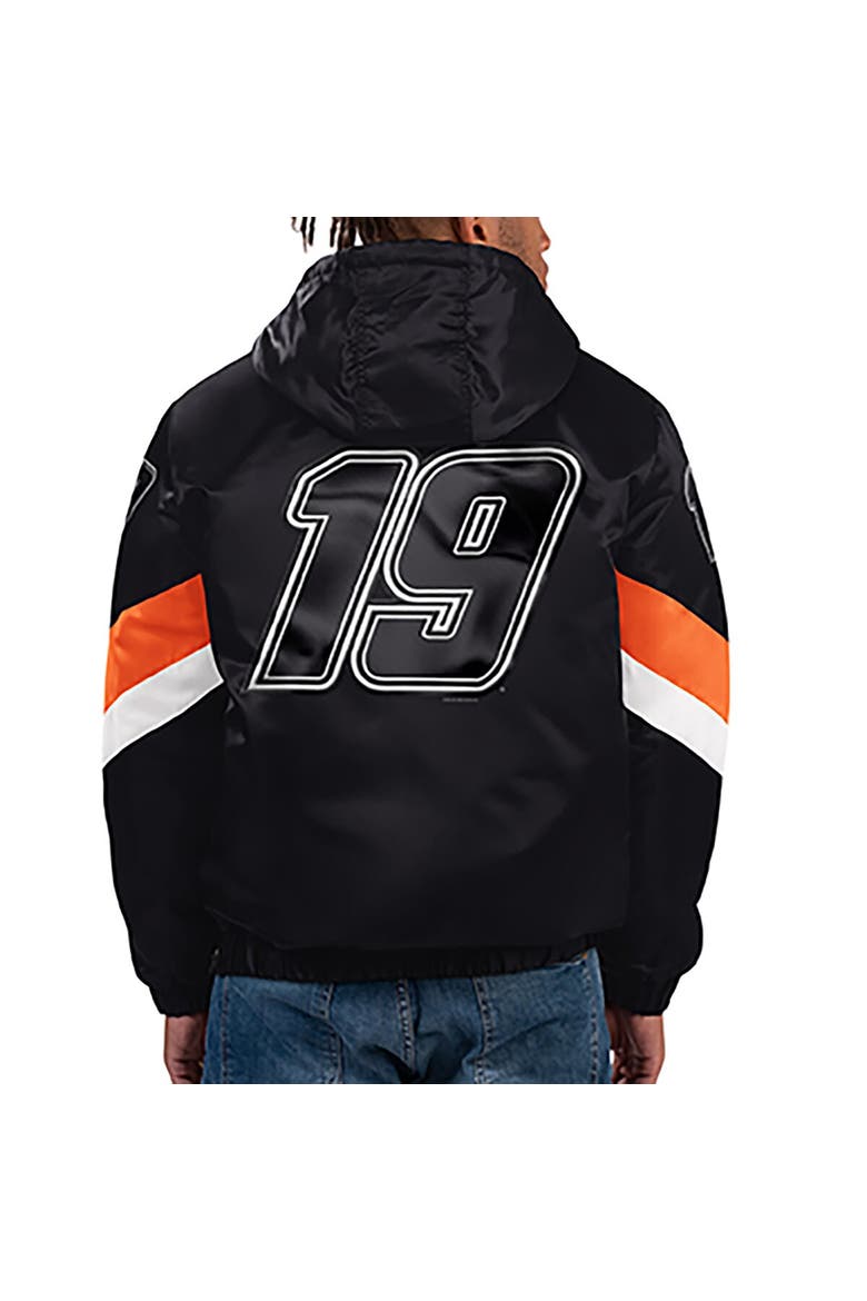 Men's Starter Black Martin Truex Jr Home Team Satin Half-Zip Hoodie Jacket, Alternate, color, Black