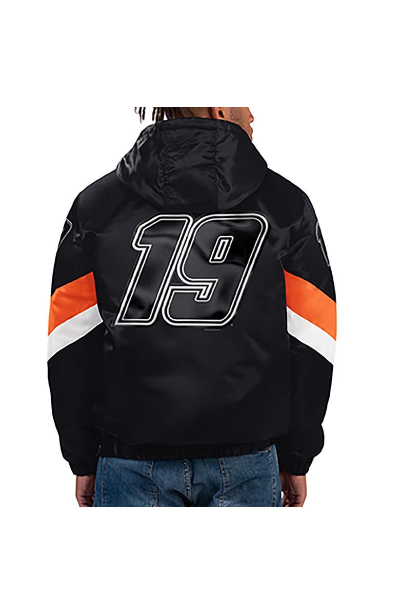 STARTER Men's Starter Black Martin Truex Jr Home Team Satin Half-Zip Hoodie Jacket, Alternate, color, Black