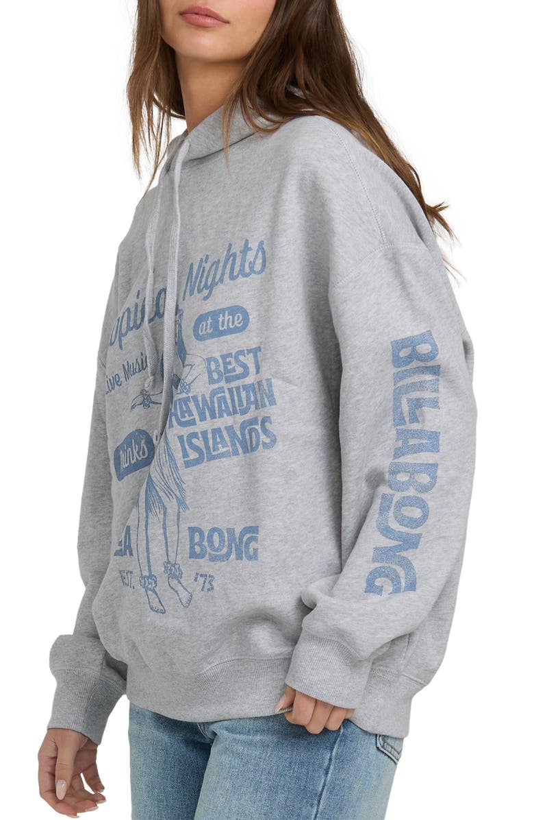 Billabong Vivid Oversize Cotton Blend Graphic Hoodie, Alternate, color, Heather Grass