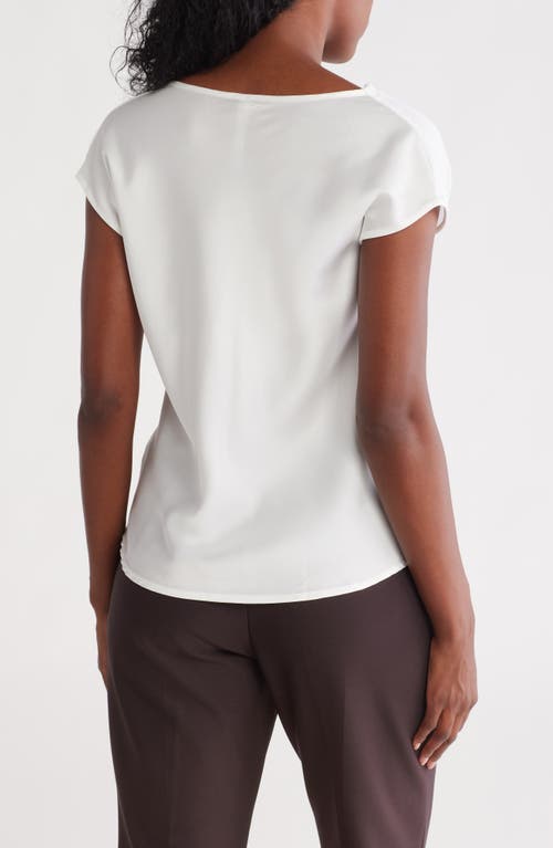 Renee C Cowl Neck Cap Sleeve Satin Top