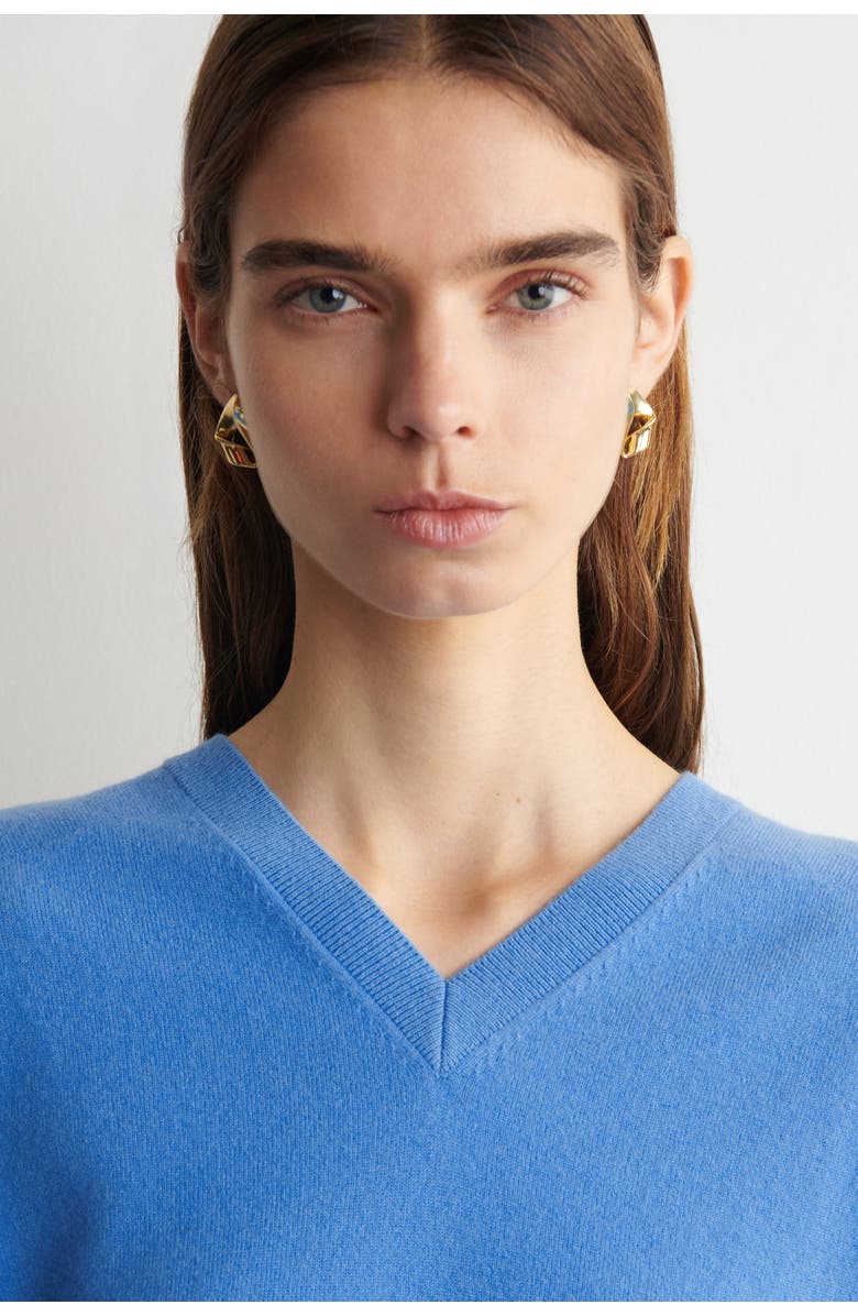 COS Merino Wool V-neck Jumper, Alternate, color, Blue