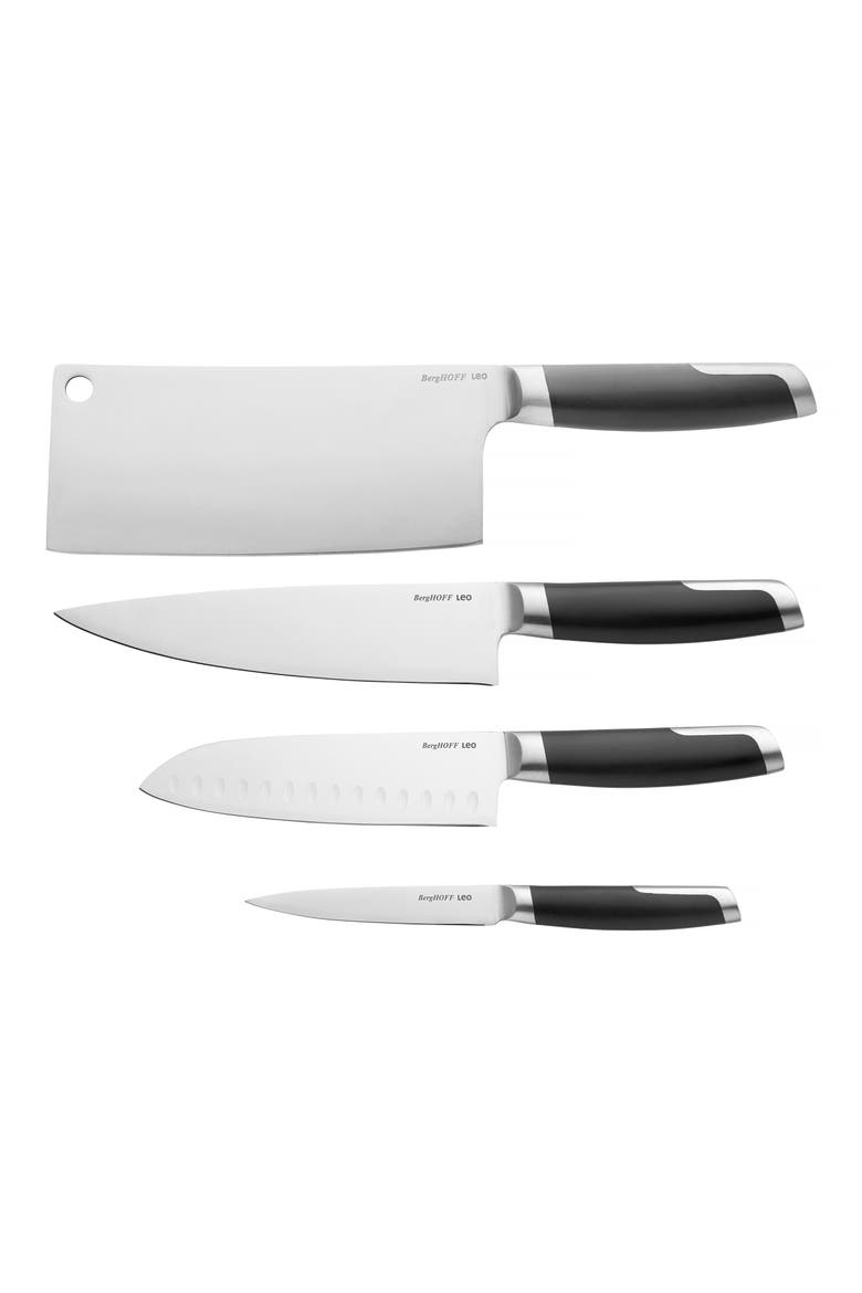 Leo Graphite 5-Piece Knife Block Set, Alternate, color, BLACK, BEIGE