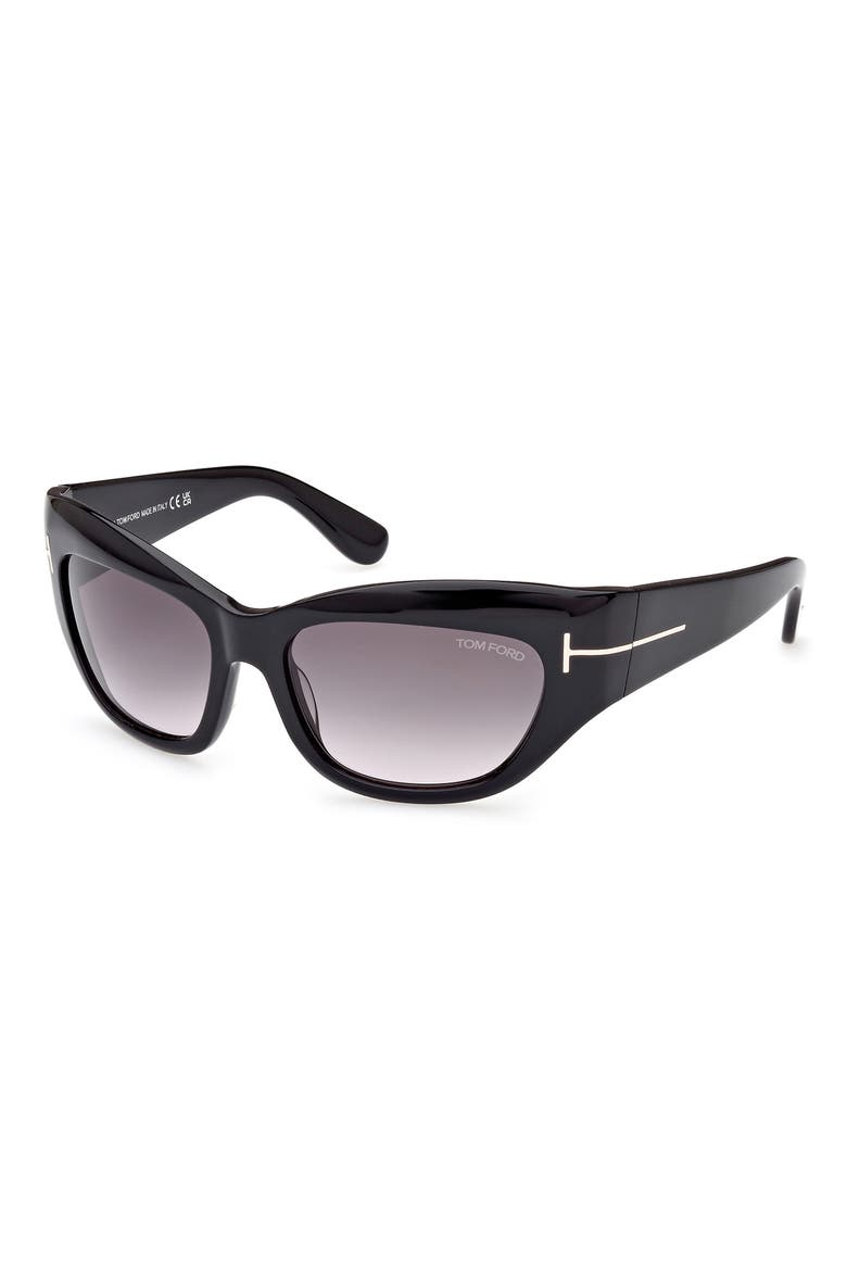 Brianna 55mm Gradient Cat Eye Sunglasses, Alternate, color, SHINY BLACK / SMOKE PINK