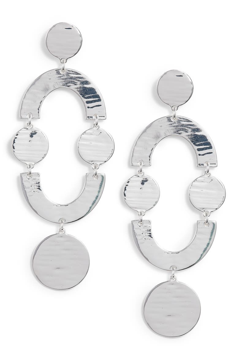 Smile Dot Earrings, Main, color, METALLIC SILVER