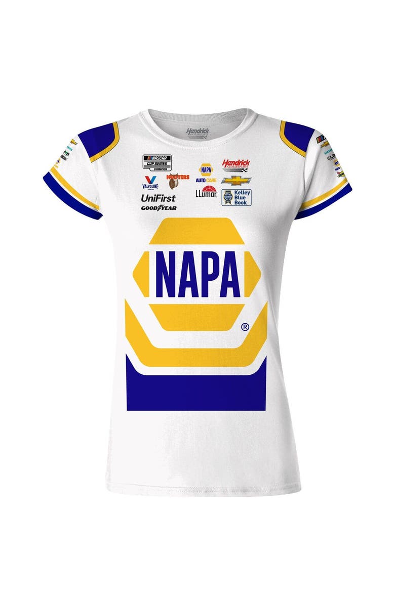 HENDRICK MOTORSPORTS TEAM COLLECTION Women's Hendrick Motorsports Team Collection White Chase Elliott NAPA Sublimated Team Uniform T-Shirt, Alternate, color, White
