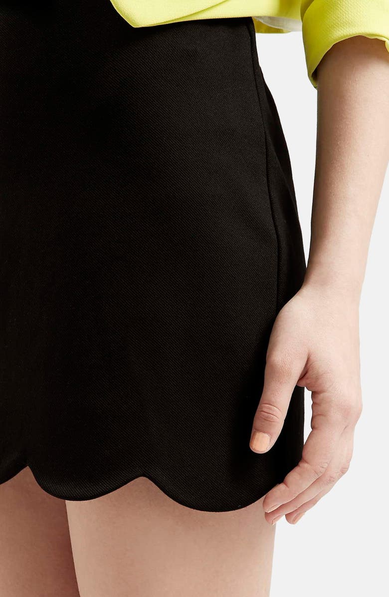 Topshop Scallop Hem Miniskirt, Alternate, color, 