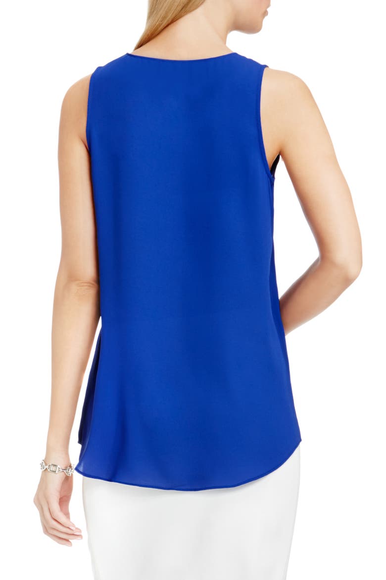 Drape Front V-Neck Sleeveless Blouse, Alternate, color, OPTIC BLUE