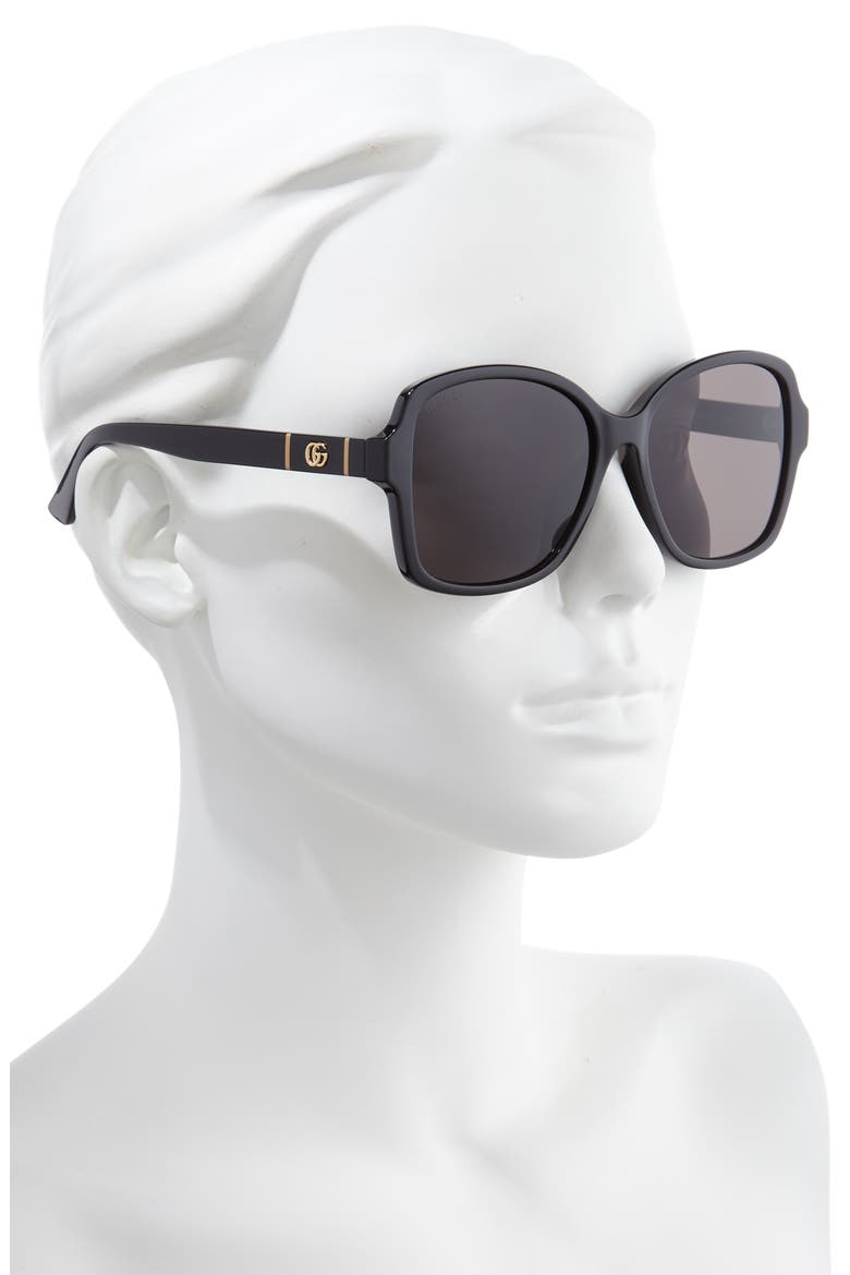 57mm Rectangular Sunglasses, Alternate, color, BLACK/ GREY