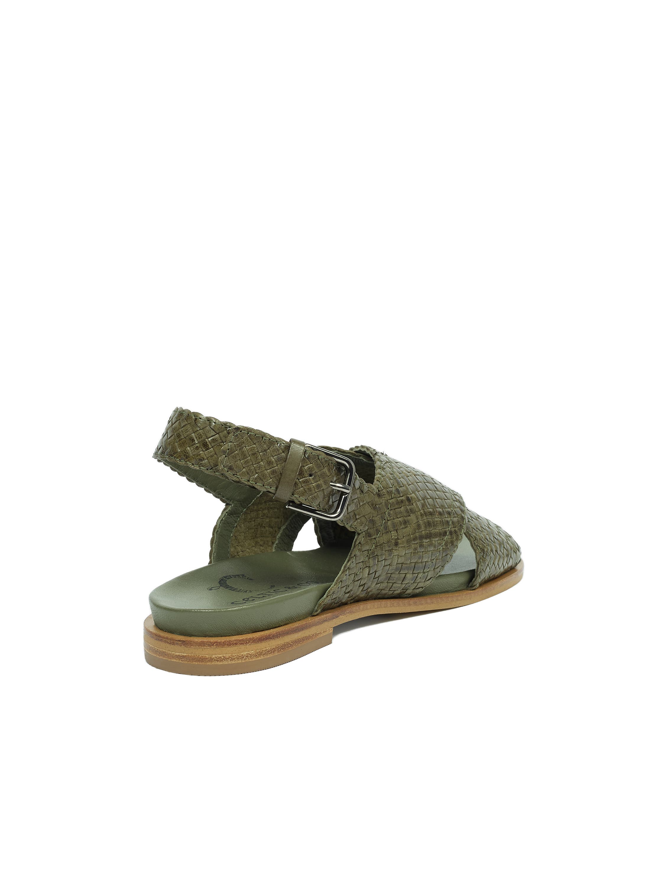 Celtic & Co. Leather Woven Crossover Sandal, Alternate, color, Olive