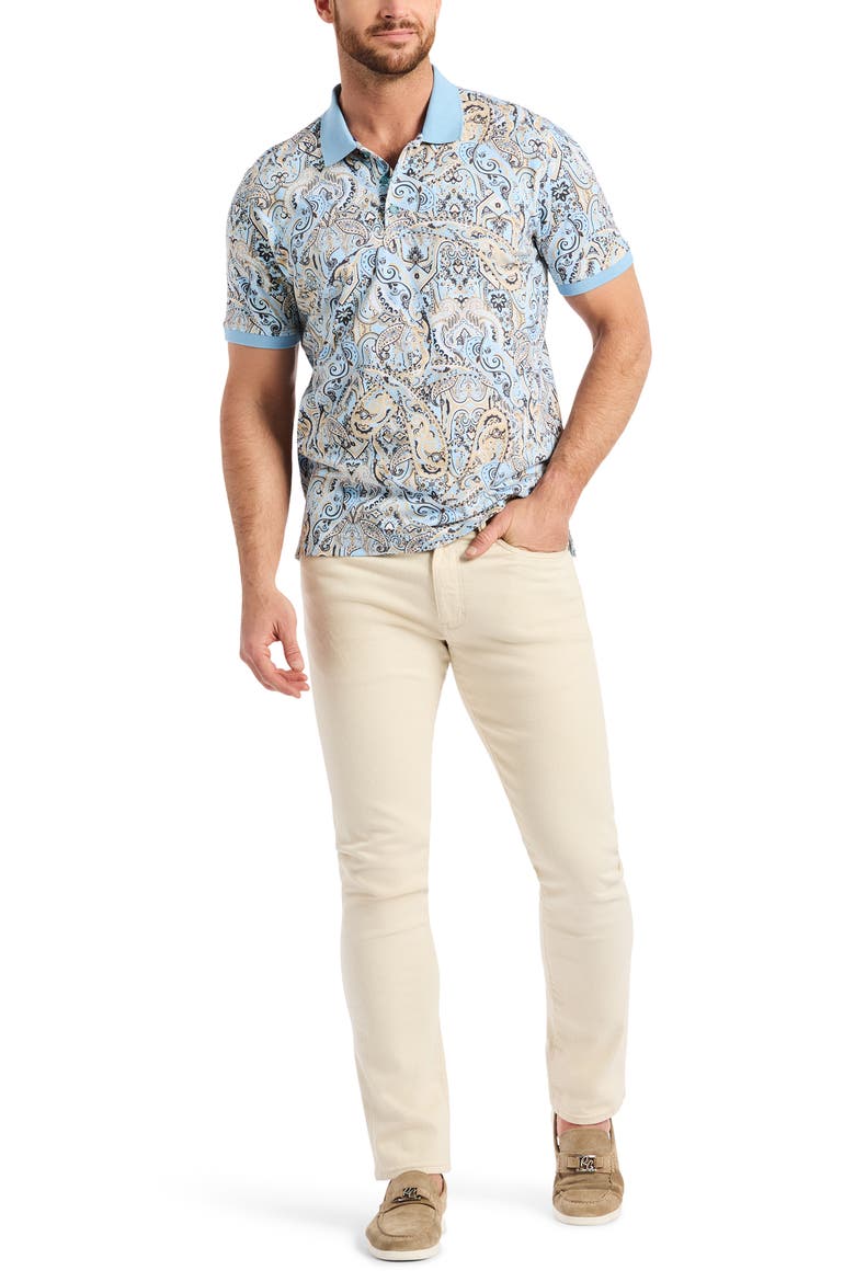 Manucci Paisley Cotton Polo, Alternate, color, LIGHT BLUE