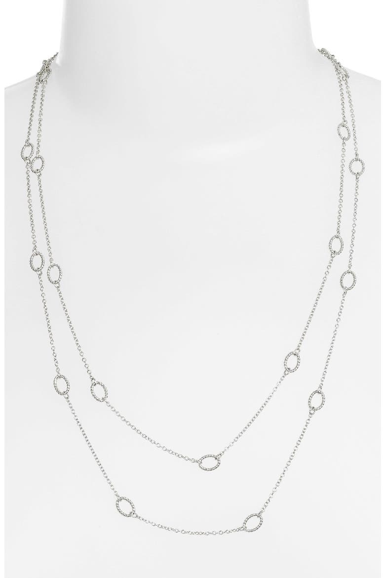 'Layers of Love' Extra Long Station Necklace, Alternate, color, SILVER