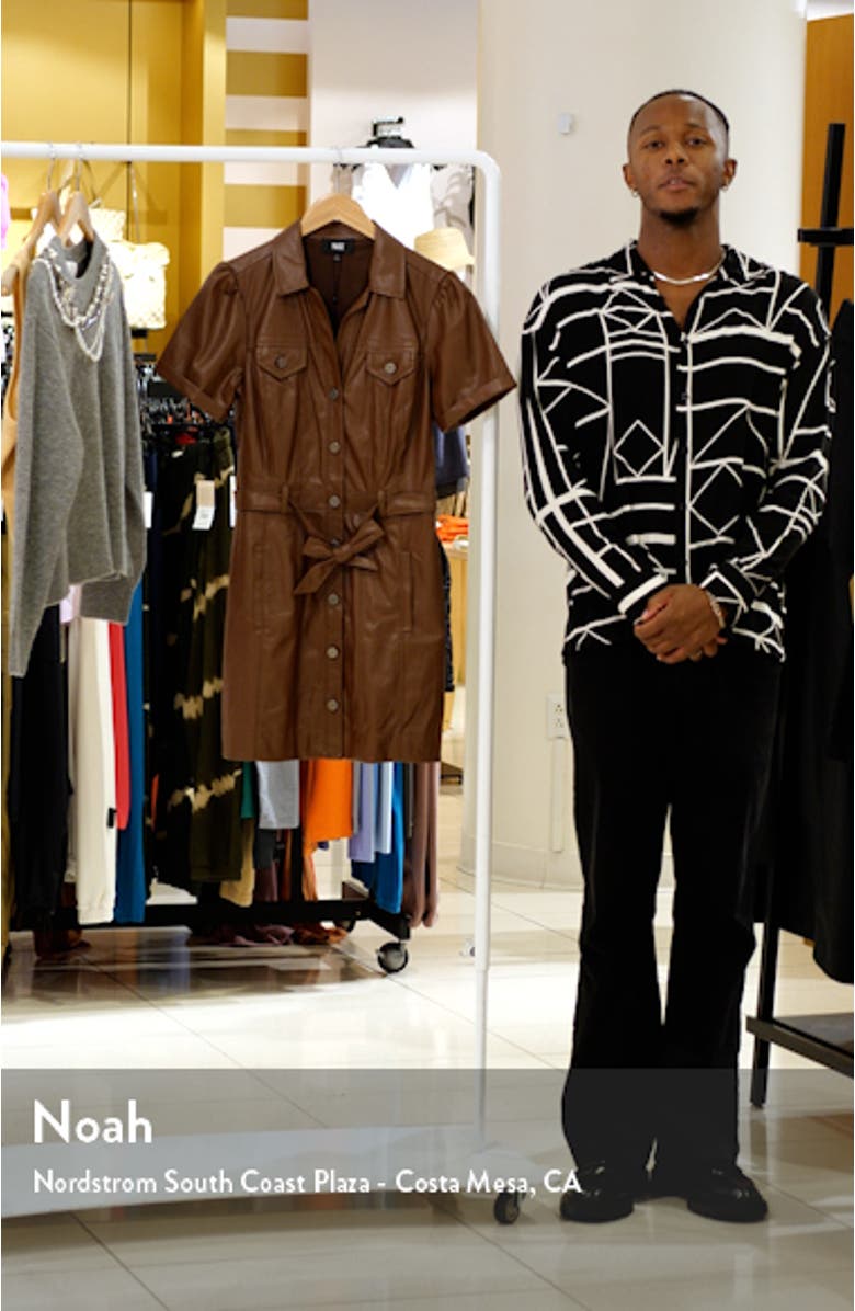 Amina Faux Leather Mini Shirtdress, sales video thumbnail