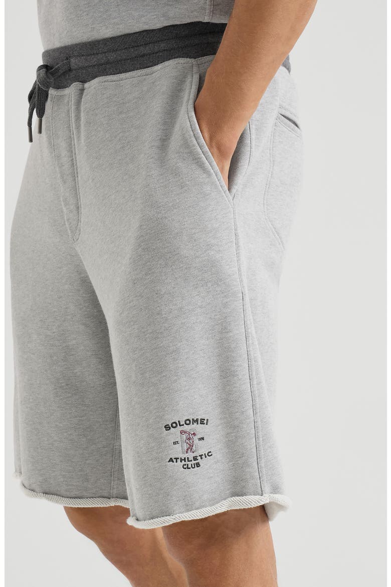 Cotton French terry Bermuda shorts with embroidery, Alternate, color, Grey