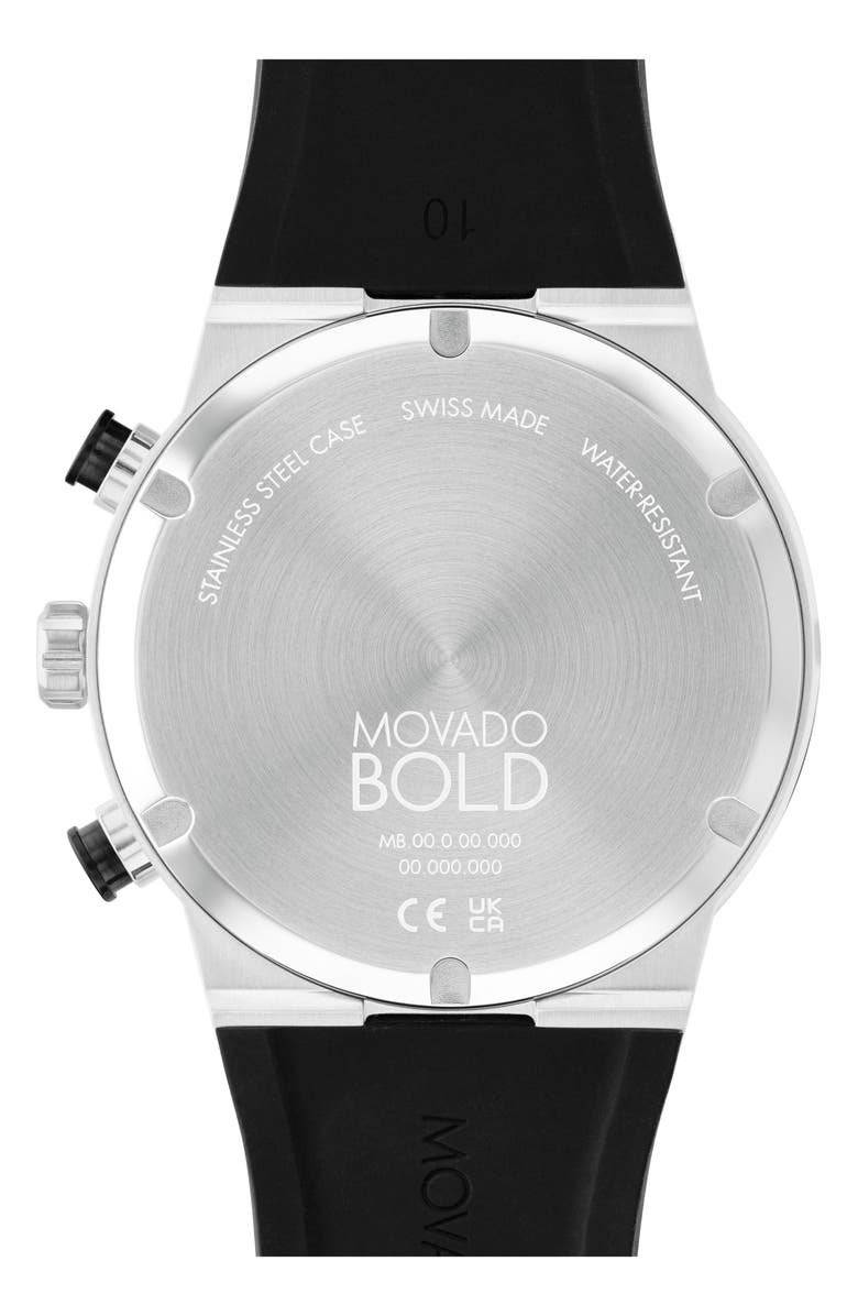 Movado Bold Fusion Chronograph Silicone Strap Watch, 44mm, Alternate, color, 