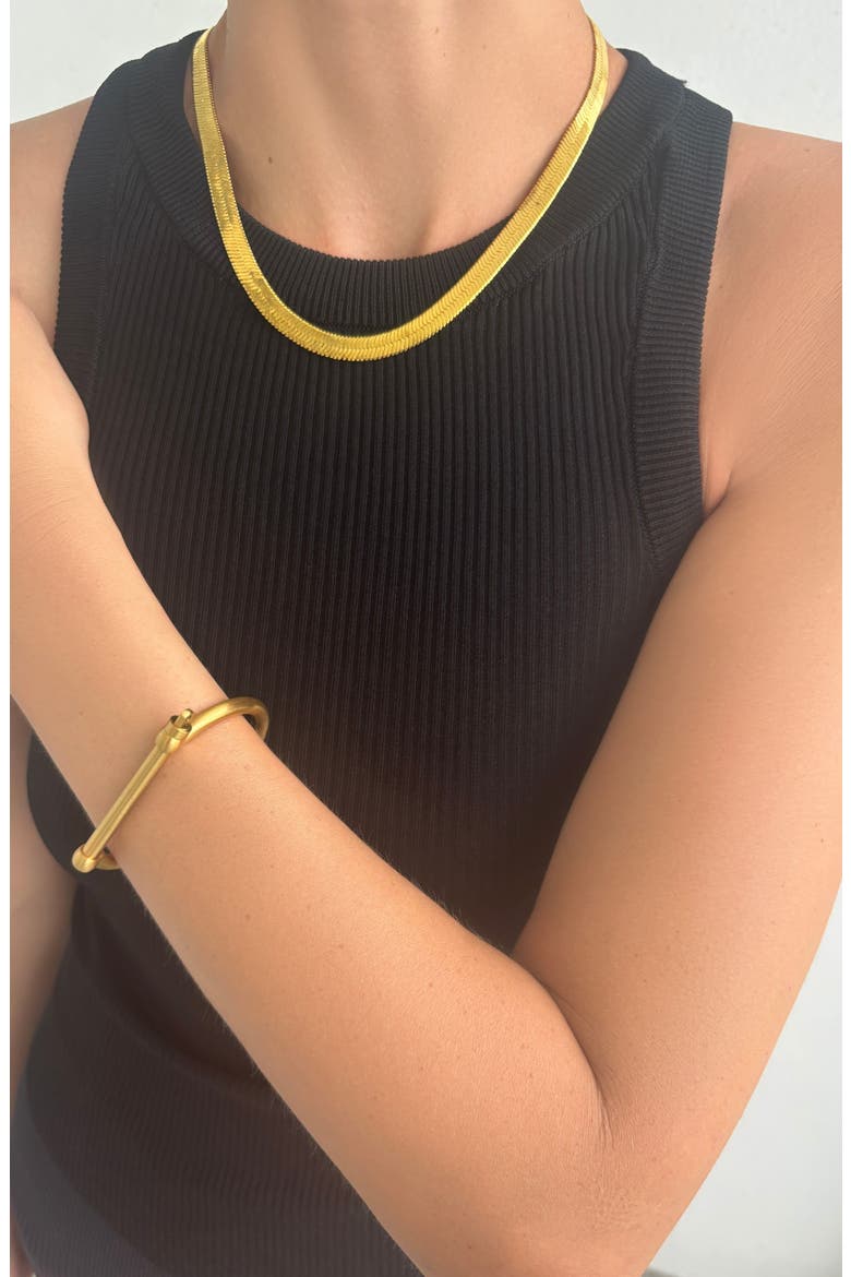 Herringbone Chain Necklace, Alternate, color, GOLD