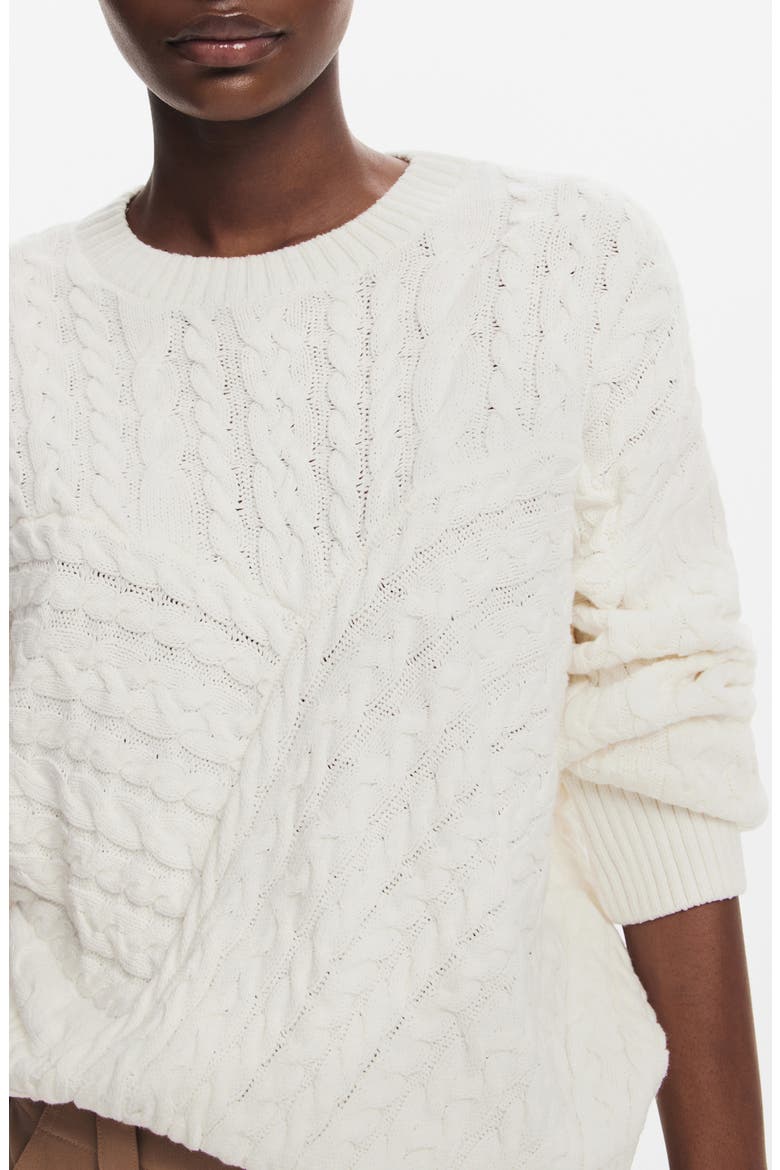Exeter Cable Crewneck Sweater, Alternate, color, WHITE