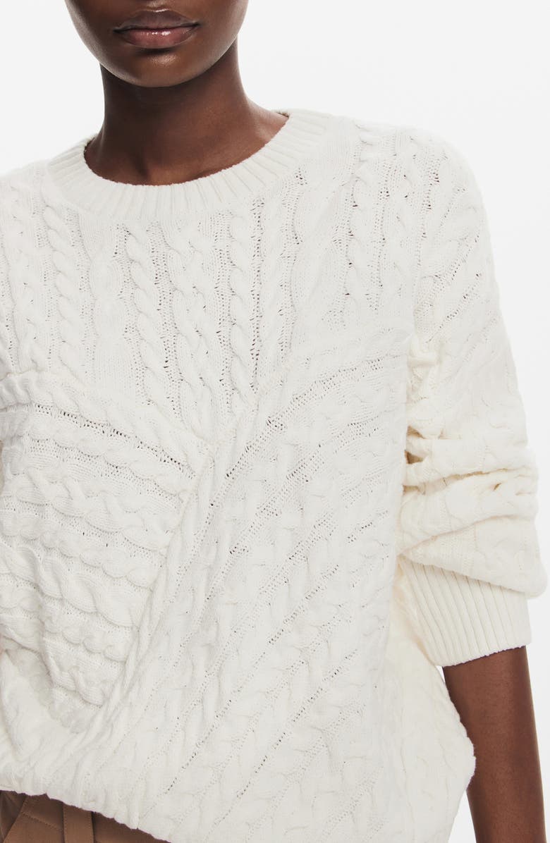 Desigual Exeter Cable Crewneck Sweater, Alternate, color, 