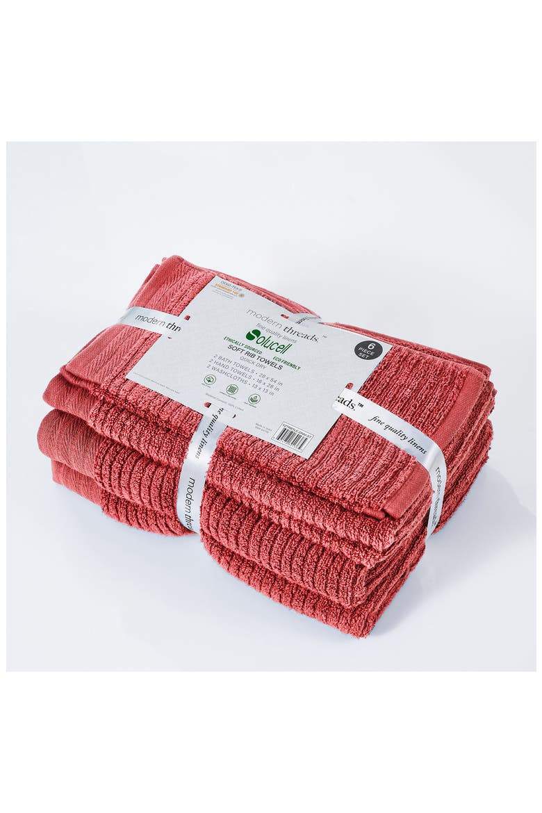 Soft Rib Quick Dry 6-Piece Towel Set, Alternate, color, DUSTY ROSE