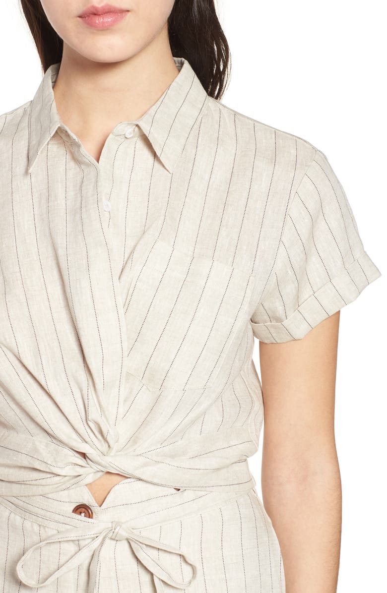 MOON RIVER Linen Twist Hem Crop Top, Alternate, color, 