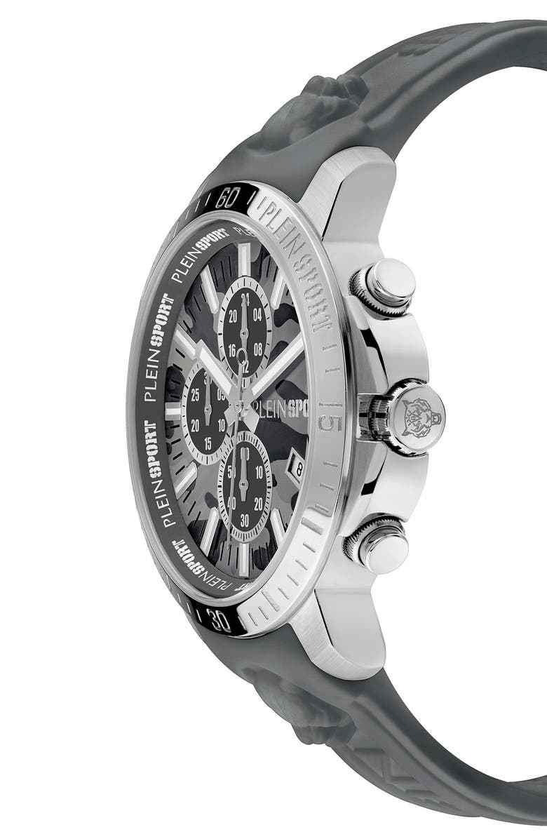 PHILIPP PLEIN Plein Gain Silicone Strap Chronograph Watch, 43mm, Alternate, color, Stainless Steel