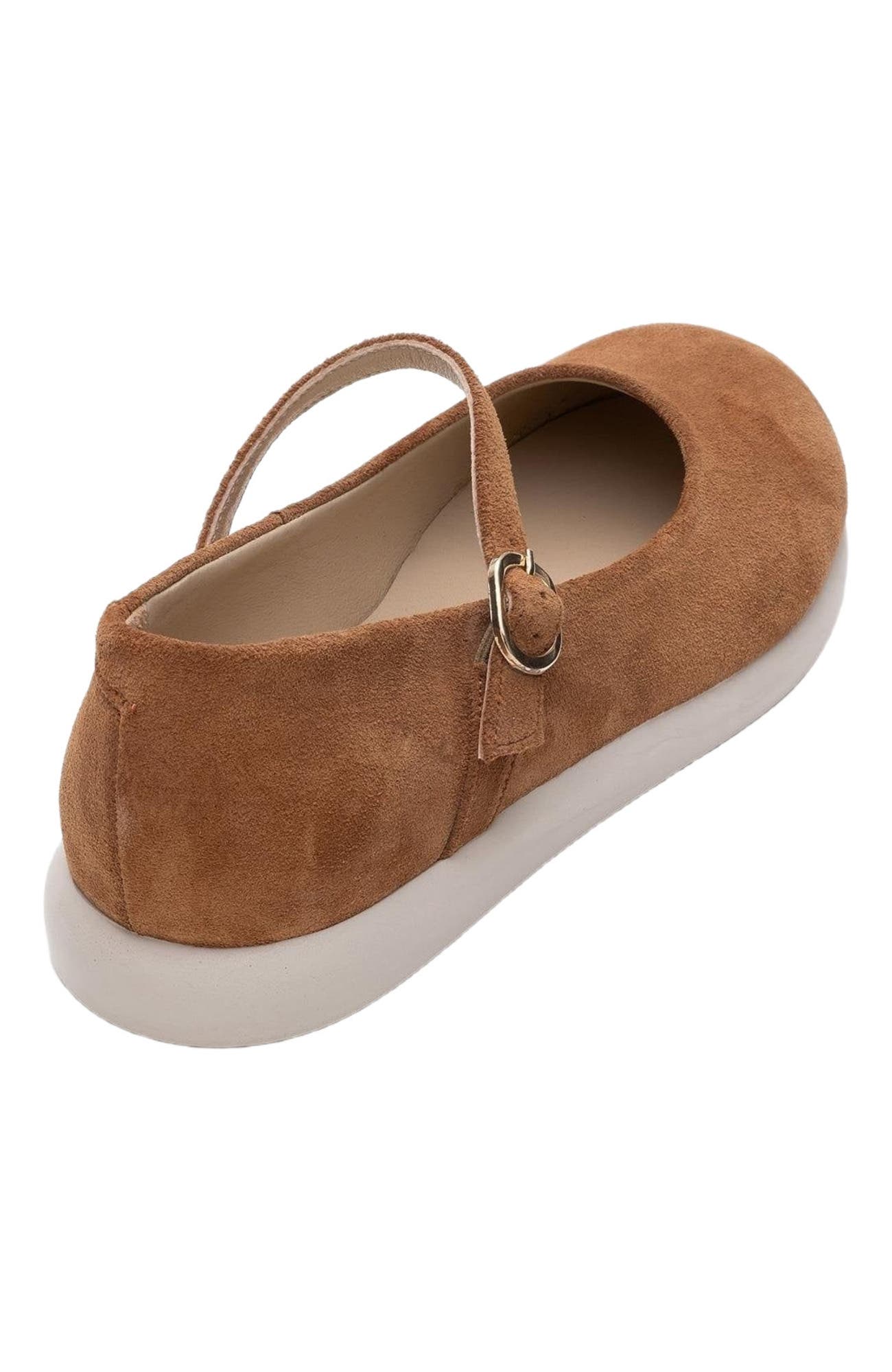 Forever & Always Shoes ANISA Leather Strap Flat, Alternate, color, Cognac Suede Leather