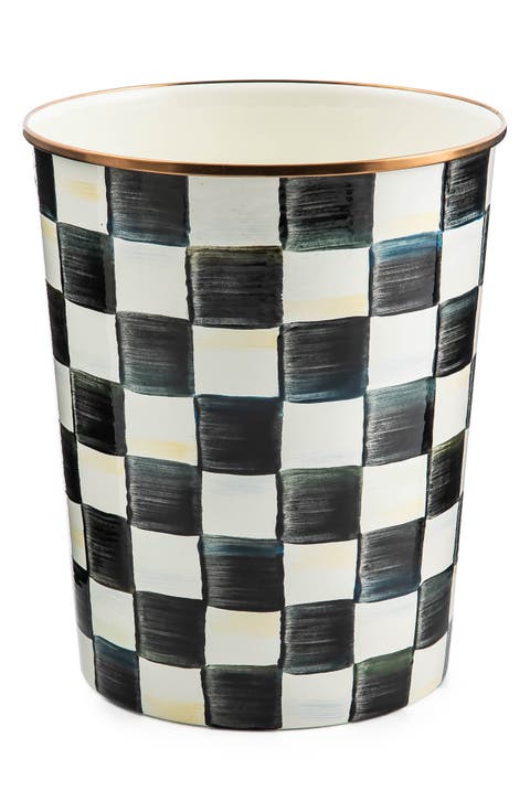 Courtly Check Enameled Steel Waste Bin