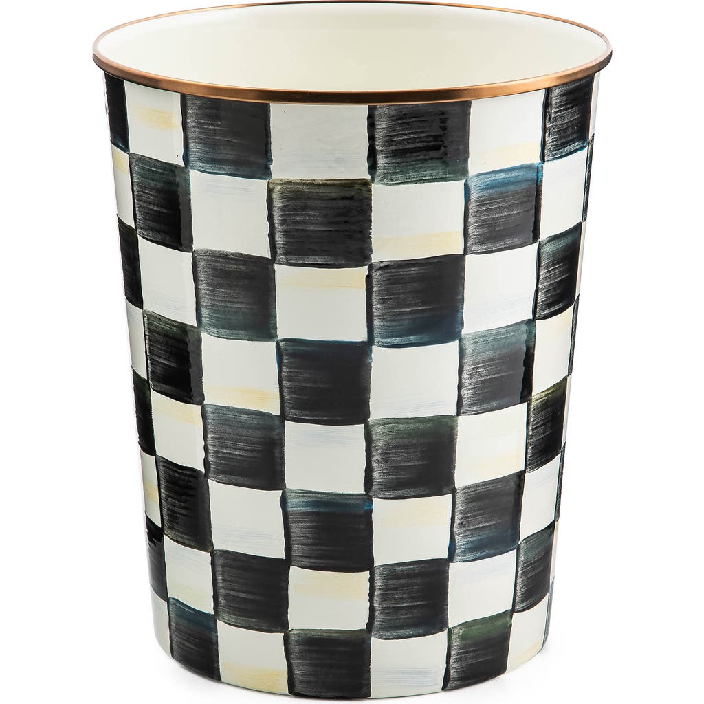 Mackenzie-childs Mackenzie Childs Courtly Check Enameled Steel Waste Bin