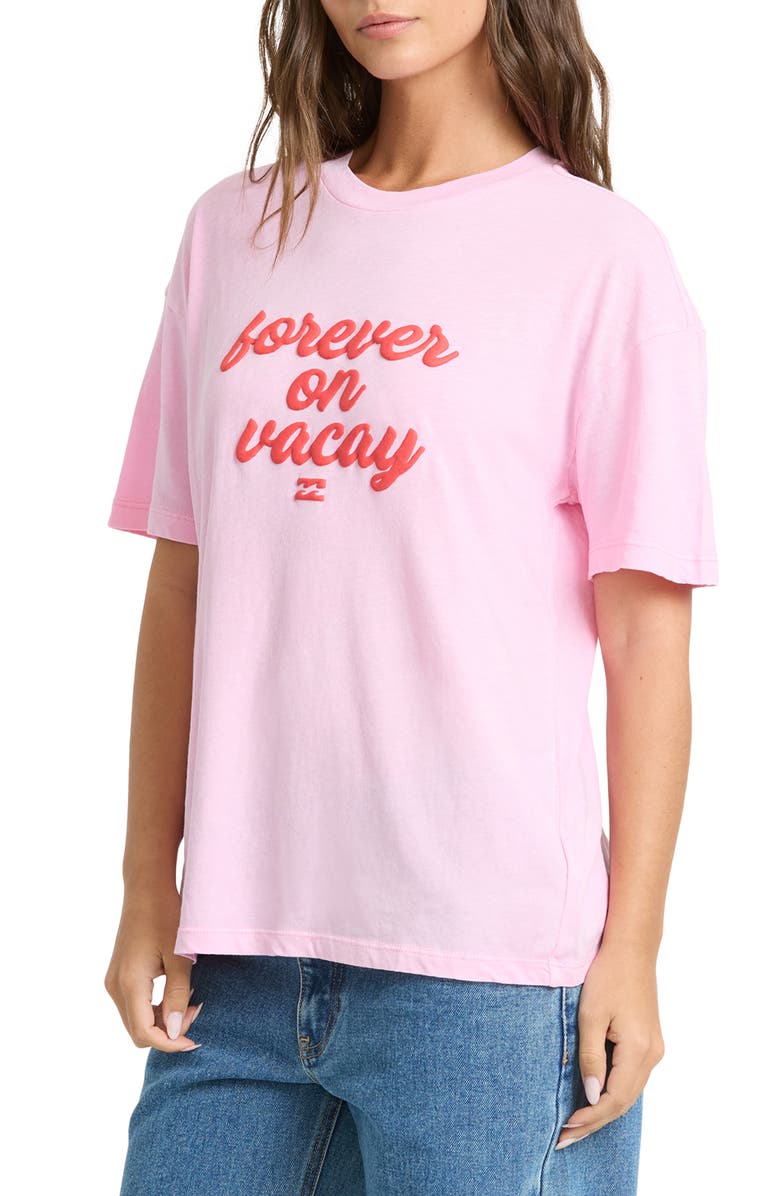 Billabong Vacay Forever Graphic Cotton Jersey T-Shirt, Alternate, color, Prism Pink