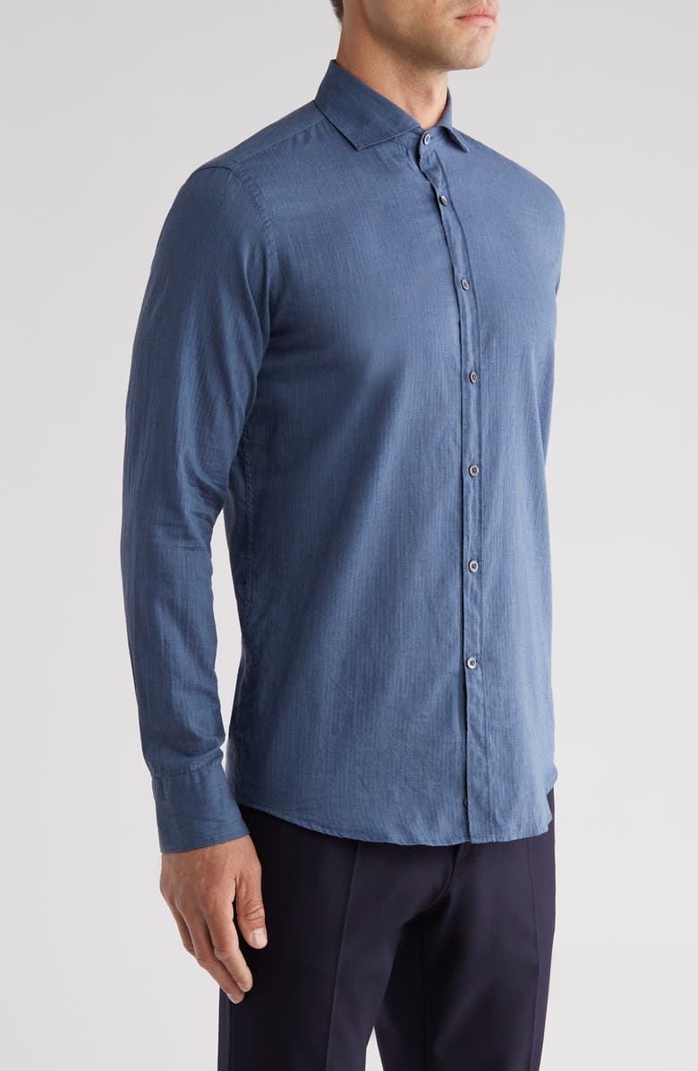 Canali Solid Cotton Button-Up Shirt, Alternate, color, 