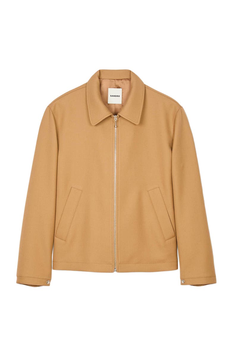 SANDRO Zip-up jacket, Alternate, color, Camel