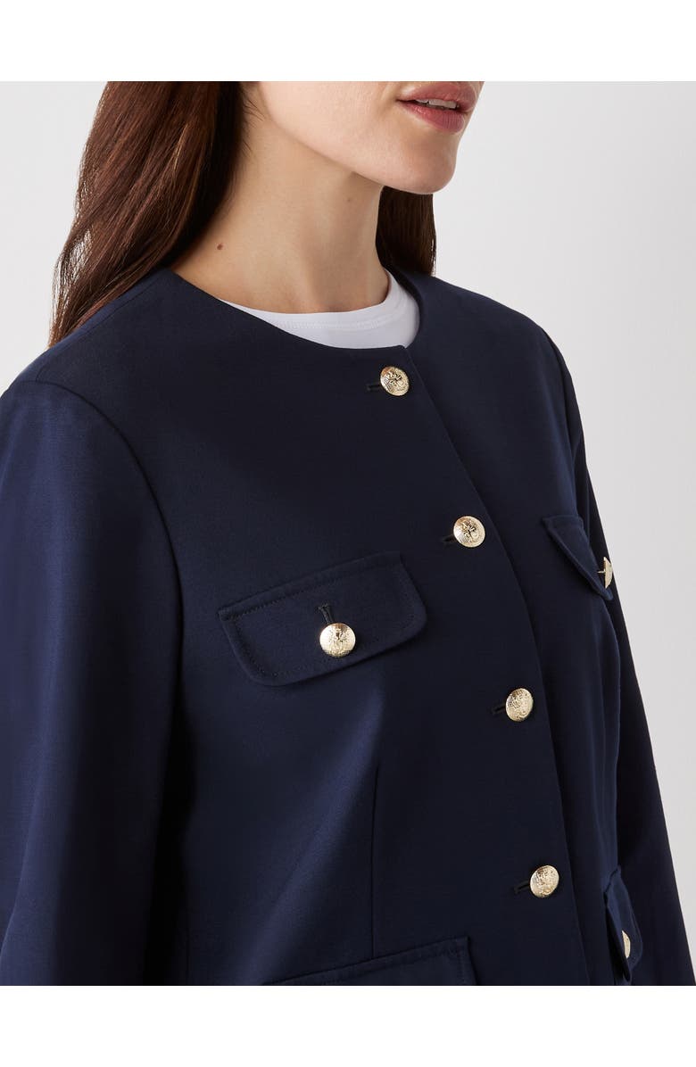 Finery London Imogen Ponte Jersey Jacket, Alternate, color, Navy