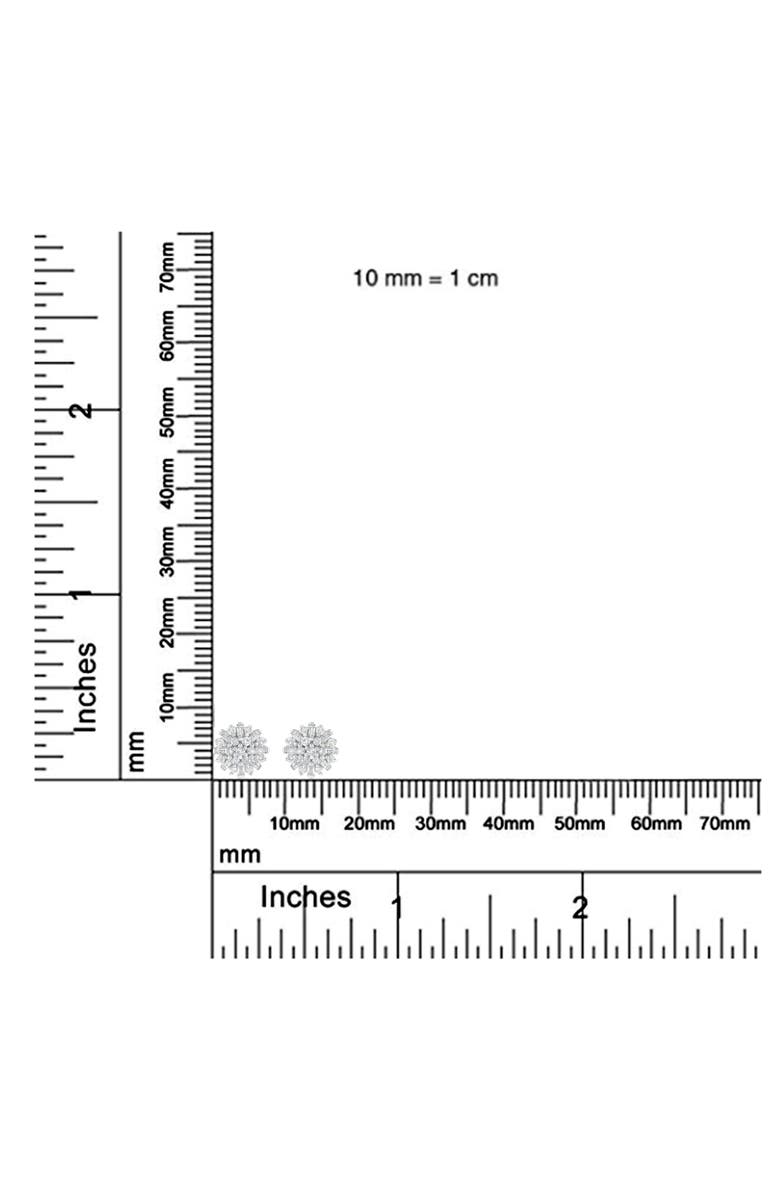 Haus of Brilliance Silver 1/2 Round and Baguette Diamond Sunburst Floral Cluster Stud Earrings, Alternate, color, White