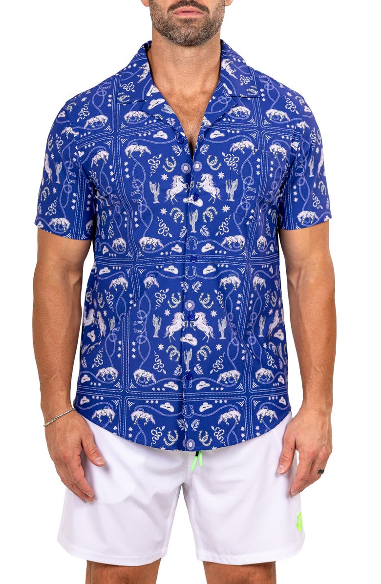 Maceoo Marthy Blue Camp Shirt, Main, color, 