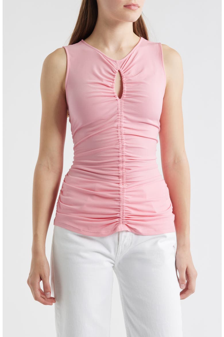 Emacha Ruched Sleeveless Tunic Top, Main, color, OPEN PRPLE