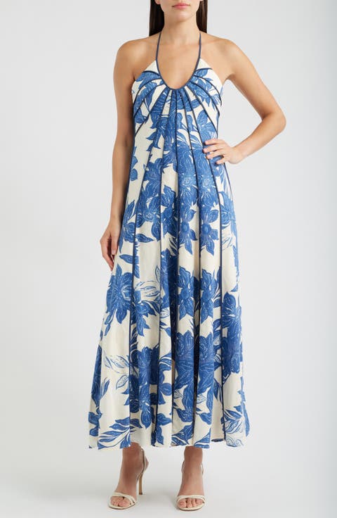 The Novia Floral Print Maxi Halter Dress