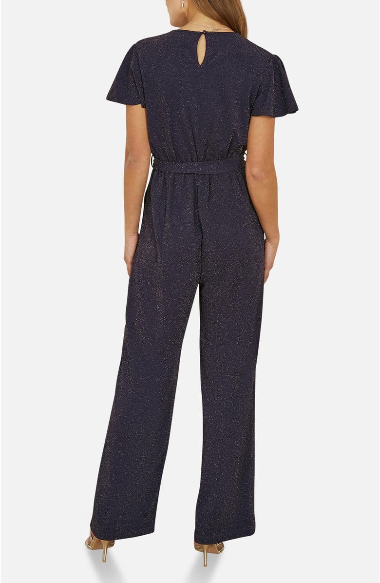 Yumi Sparkle Stretch Wrap Over Jumpsuit, Alternate, color, Navy