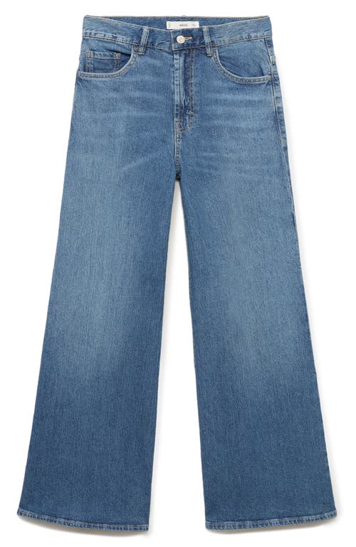Mango Low-rise Wideleg Jeans With Belt Medium Blue In Medium Blue